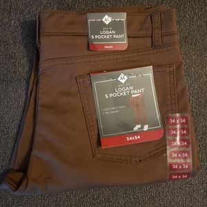 New Mens Member's Mark Slim Fit Brown Logan  5 Pocket Pants - NWT